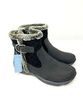 Easy Spirit Black Ember Genuine Leather Faux Fur Lined Waterproof Boots