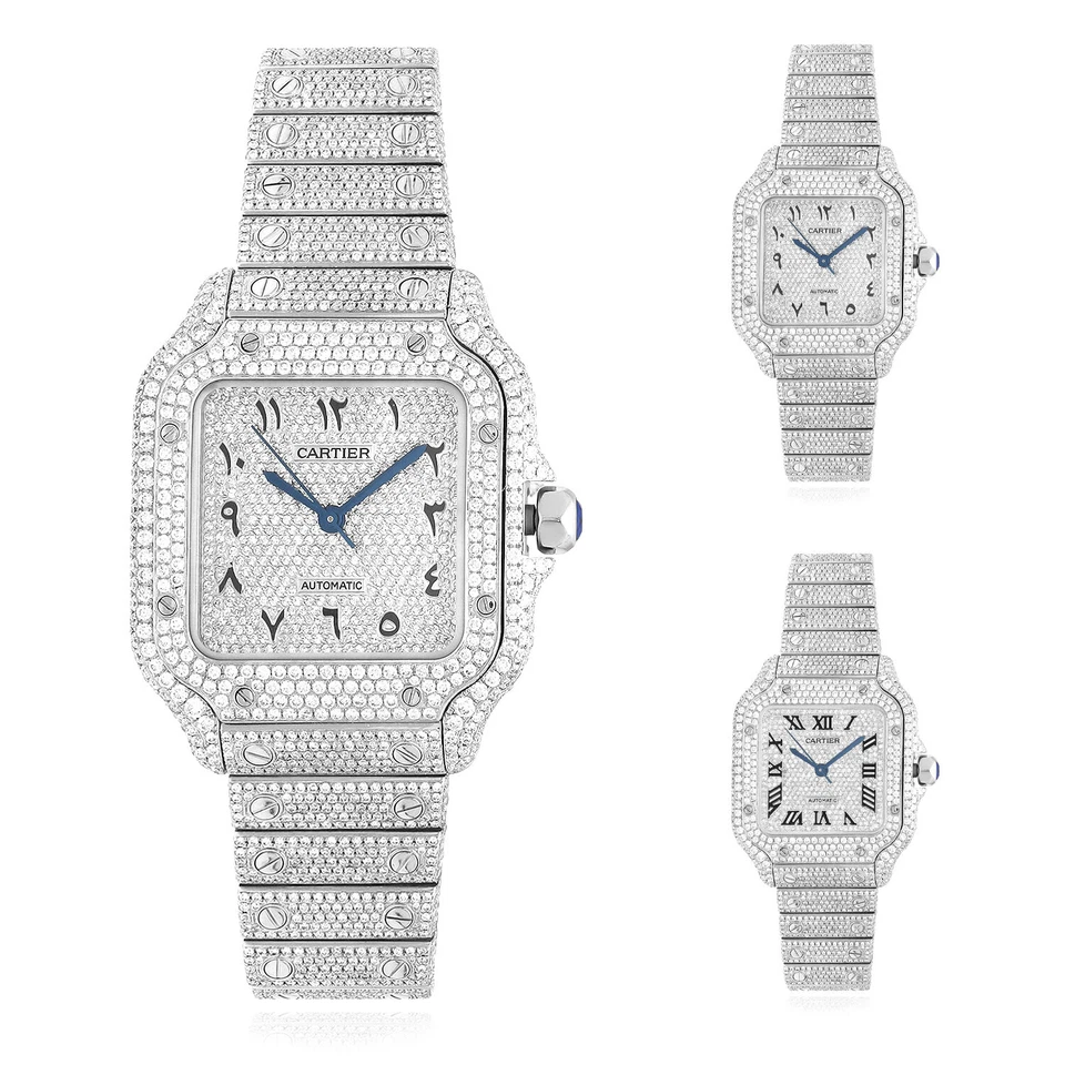 Cartier Santos Large Diamond Stainless Steel Roman & Arabic Dial Automatic Watch - Image 2 of 4
