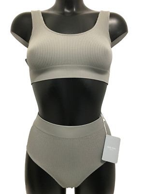 Belle You Sage Green Wide strap bra top and High Rise Briefs XS - S 8 - 10 Set