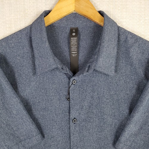 LULULEMON NWOT Mens Size 2XL Performance Button Front Sport Shirt Wicking Blue - Picture 11 of 13