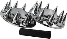 Chrome Hub Cover Front Axle Cover 33mm Spiked Thread-on Kit For Semi Truck