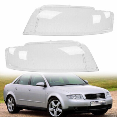 Headlight HeadLamp Lens Cover For Audi A4 B6 2002-05 Replace Lenses Left + Right