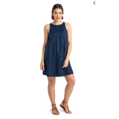 Vineyard Vines Womens Linen Pintuck Swing Dress Deep Bay Size 00 NWT | eBay