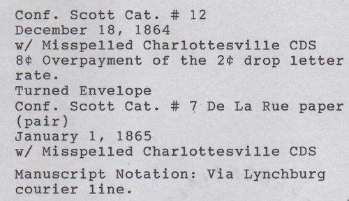 ** Couverture CSA, SC# 12, Charlottesville, VA, 18/12/1864, couverture tournée - Photo 4/4