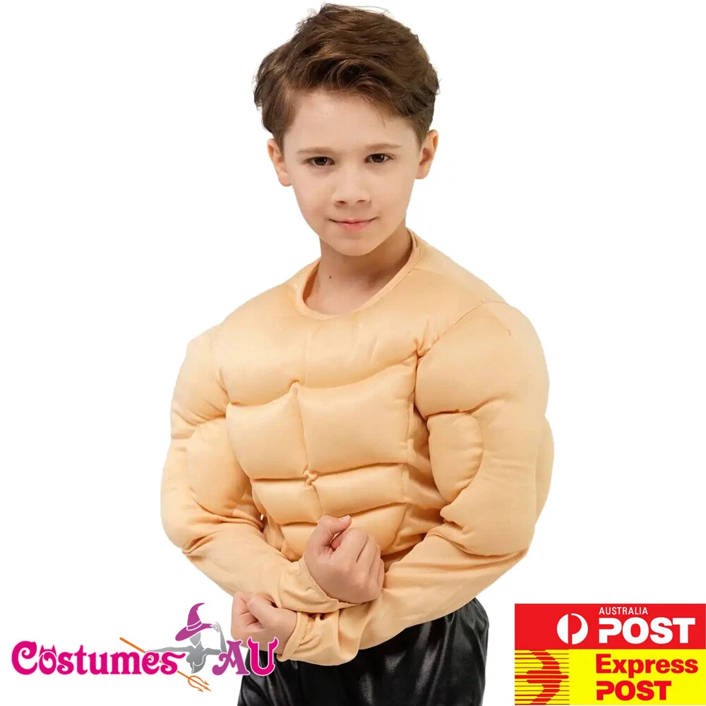 Child Fake Muscle Shirt Body Suits Chest Pads Costume Abdomen Kids Boys Six Pack