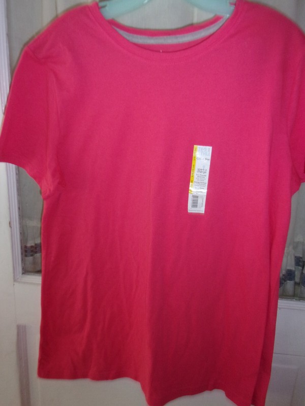 New w tag girls Time & True pink crew T shirt sz LG 12 - 14 eco friendy material