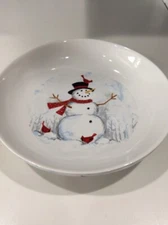 222Fifth Holiday Cheer Snowman Christmas Individual Pasta Vegetable Serving Bowl
