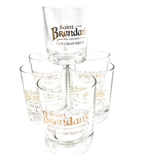 St Brendan's Irish Cream Liqueur Rocks Glasses Set of Six with gold lettering - Picture 2 of 7