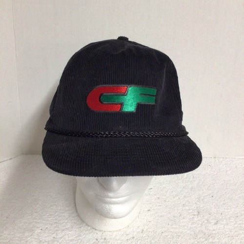 Vintage Consolidated Freight Hat SnapBack Trucker Black Corduroy CF Rope 90s NEW