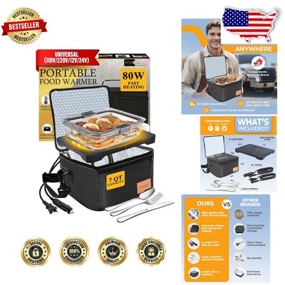 Versatile 1.8 Qt Portable Food Warmer - Electric Lunch Box for Travel & Office