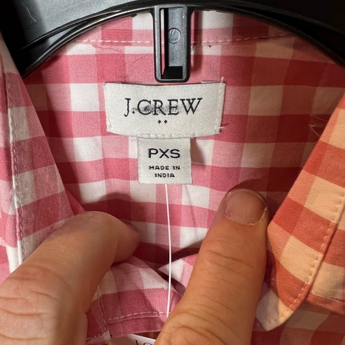 J.Crew Womens $70 Petite Gingham Poplin Shirt Signature Fit Pink PXS BB169 - Picture 7 of 7