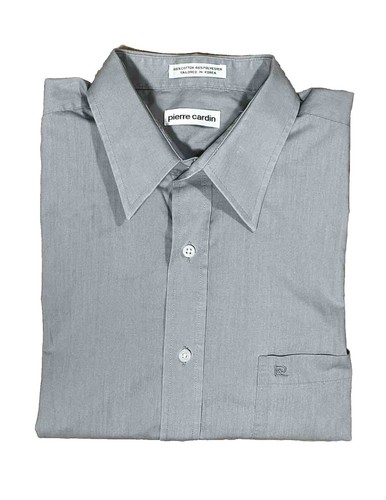 Pierre Cardin Men's Slim Fit Dress Shirt Gray Size M Cotton Blend New | eBay