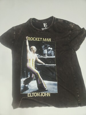 Elton John Rocket Man T-Shirt Mens XXL Black Short Sleeve Crew Neck Graphic
