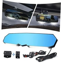 UTV Rear View Mirror with LED Light, Aluminum RZR Center Rearview With Light