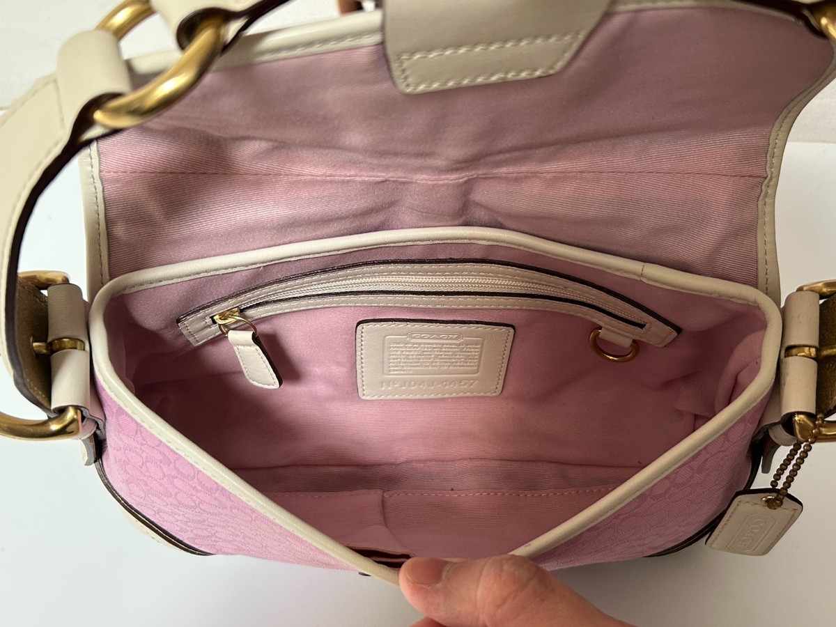 Vintage Y2K Coach Pink Signature Mini Soho Hobo Front Buckle