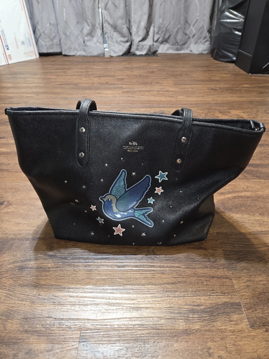 Coach Black Bird Studded Leather Tote Bag | eBay