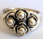 Rare Vintage FINNISH Erik Granit Sterling silver stylised rose ring size M/N