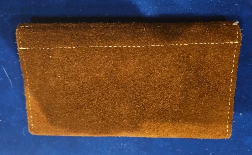 Cartera de gamuza marrón pintada a mano y hecha a mano portuguesa vintage Brasil Foto 2 de 4