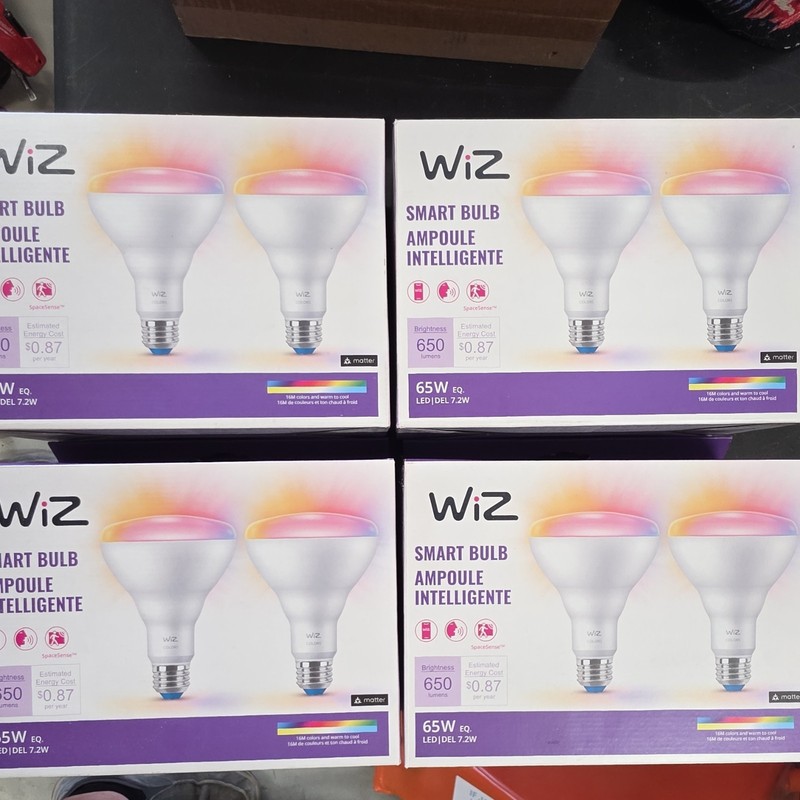 (LOT OF 4)WiZ BR30 Smart LED Bulbs 2-Pack 650 lm 7.2W 65W 