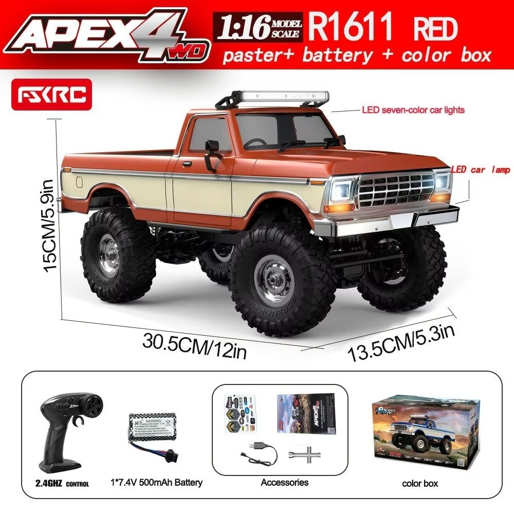 1:16 4x4 RC Pickup Truck 2.4GHz Remote Control Off Road Crawler Car