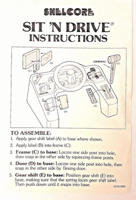 ''SIT N' DRIVE'' Assembly INSTRUCTIONS by SHELCORE circa 1990s