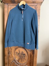 L.L. Bean Women  s Size Large Dark Teal Quilted Quarter Zip Pullover Sweatshirt