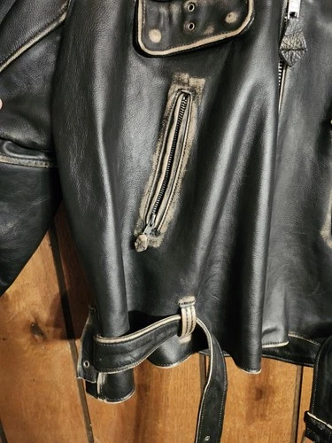 Vintage Indian Motorcycle Iron Horse Distressed Leather Jacket XXL Made In USA image 12