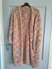 Select Multicolured Rainbow Neon Cardigan Size Small, Long Line, Open Front