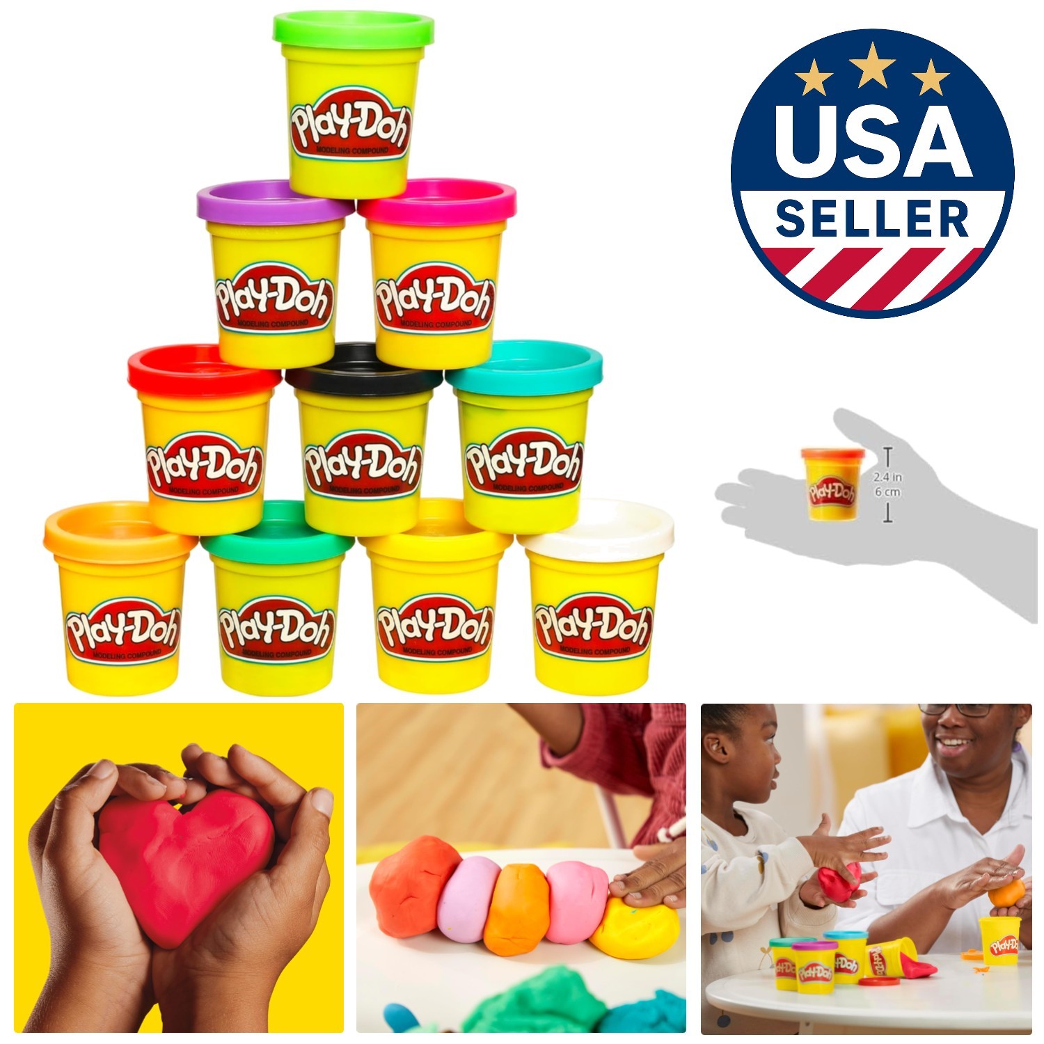 Assorted Colors Play Doh 10-Pack, Safe Modeling Clay for Age