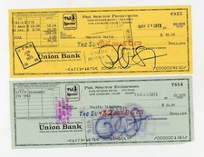 PHIL SPECTOR Lot Of Two Signed 70s Autograph Company Checks BEATLES RONETTES