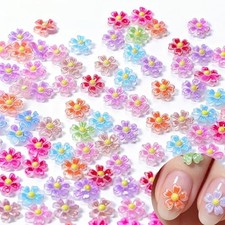 150Pcs Flower Nail Art Charms 3D Hawaii Flower Nail Rhinestones Floral Nail