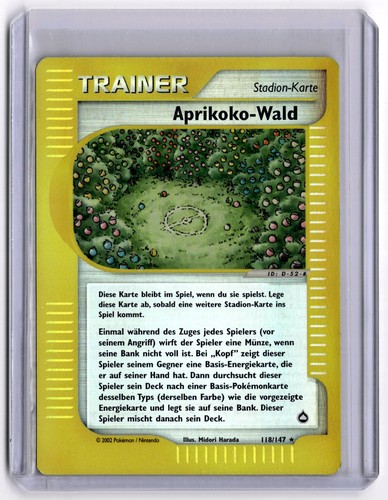 Pokemon Apricorn Forest Aprikoko-Wald 118/147 Rare Aquapolis German 2002 e-Card