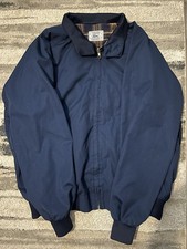 VTG Izod Lacoste Men's Blue Lined Full Zip Bomber Jacket Stand-Up Collar XL