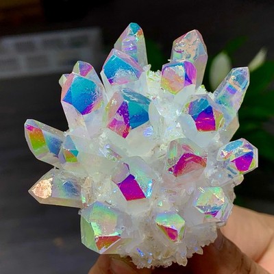 191G Angel Aura Quartz Titanium BismuthSiliconcluster Rainbow Crystals Stone