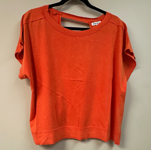 White Birch Women’s Orange Cotton Knit Cut-Out Open Back Top Pullover M