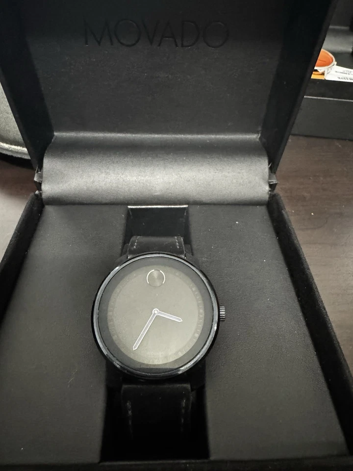 Movado Bold, Black Leather Watch (Original Box Included) - Image 2 of 4