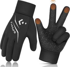 Kids Cycling Gloves Winter Warm Touchscreen Anti Slip XL 10-12 Years Black
