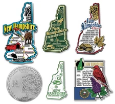 New Hampshire Six-Piece State Magnet Set by Classic Magnets, Includes 6 Designs