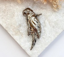 XL Parrot | Bird Figural Handmade Silver Toned Vintage Statement Pendant