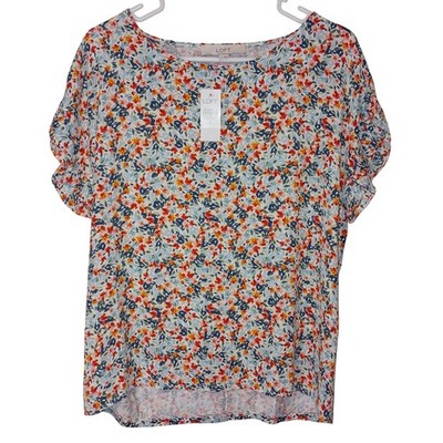 New LOFT Cottagecore Floral Short Flutter Sleeve Blouse Top S