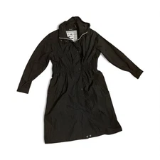 Womens Black Moose Knuckles Rain Wind Breaker Midi Swing Parka Jacket Large