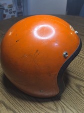 Vintage 1970 Orange Bell Super Magnum Toptex  Moto Helmet w/ Liner Size 7 3/8