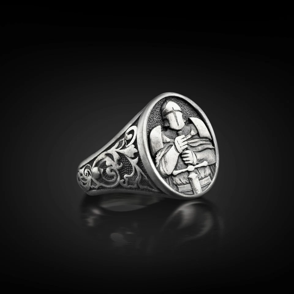 Anillo de plata meñique Star Wars Mandalorian para hombre, joyería de Star... - Imagen 3 de 4