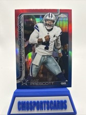 2025 Topps Chrome NFL Dak Prescott Red White Blue Refractor Dallas Cowboys