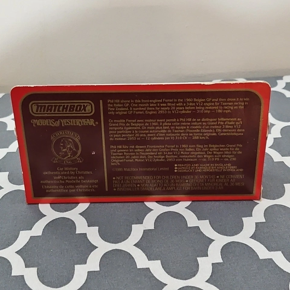 Matchbox 1960 Ferrari Dino Vintage 1/43 Yesteryear Y-16 - Image 3 of 3