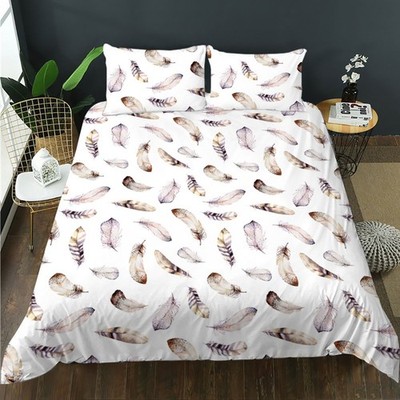 3D Feather Pattern Quilt Cover Set Bedding Sets Pillowcases