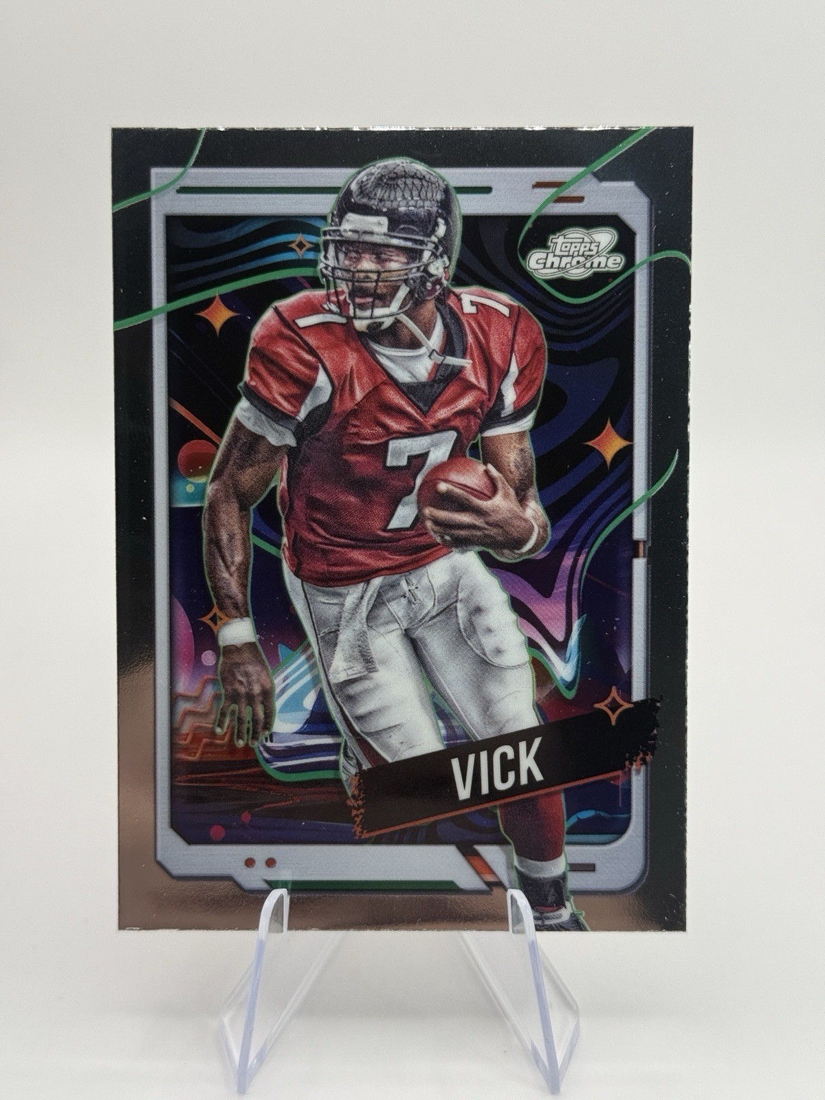 Michael Vick Topps 2024 Topps Chrome Cosmic #2 Atlanta Falcons Trading Card NFL