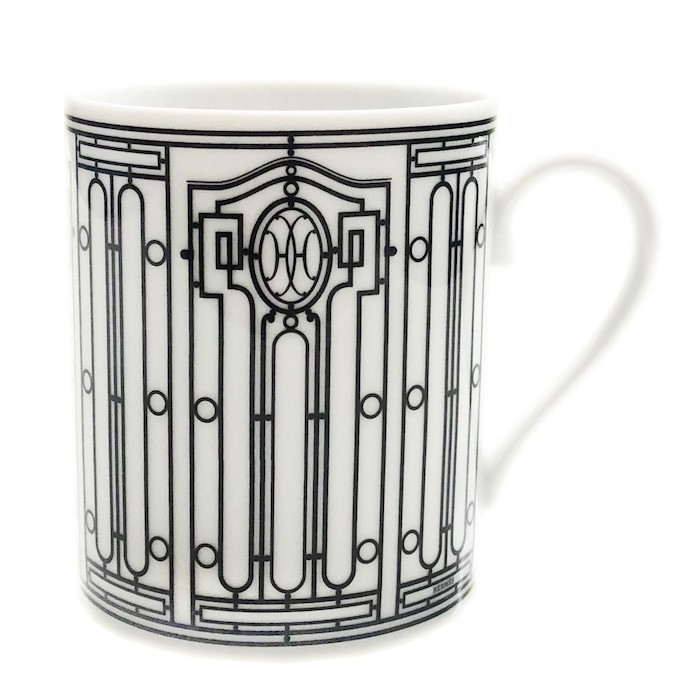 HERMES Mug Cup H Deco White Black Tableware 2 set Coffee Tea