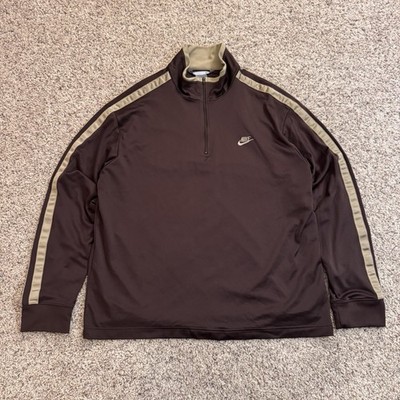 Vtg Nike Swoosh Logo Track Jacket Mens Size XXL Pullover Sweatshirt Mocha Brown
