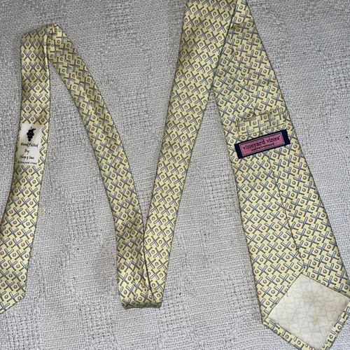 Vineyard Vines Boys Dress Tie Size 49” 3.25” Yellow Baseball Motif Wedding - Picture 10 of 12